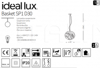 Подвесной светильник BASKET SP1 D30 Ideal Lux