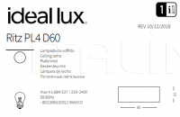 Потолочный светильник RITZ PL4 D60 Ideal Lux