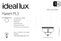 Потолочный светильник HAREM PL3 Ideal Lux