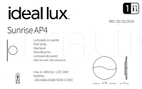 Настенный светильник SUNRISE AP4 Ideal Lux