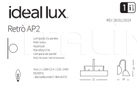 Настенный светильник RETRO' AP2 Ideal Lux