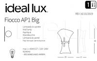 Настенный светильник FIOCCO AP1 BIG Ideal Lux
