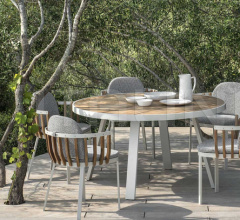 Итальянские Уличные столы - Стол обеденный Swing Round Dining Table Итальянские Уличные столы - Стол обеденный Swing Round Dining Table фабрика Ethimo