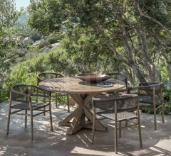 Итальянские Уличные столы - Стол обеденный Cronos round table Итальянские Уличные столы - Стол обеденный Cronos round table фабрика Ethimo