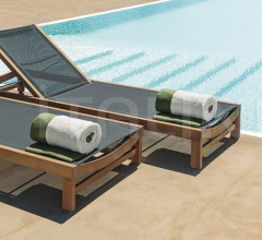 Итальянские Уличные шезлонги - Шезлонг Sand sunbed in teak and Ethitex фабрика Ethimo