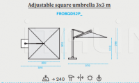 Зонт Freedom square umbrella 3x3m Ethimo